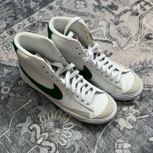 Nike White and Green High-Top Sneakers